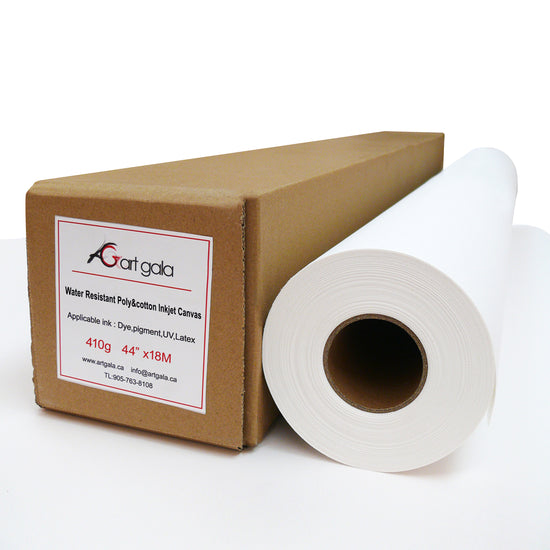 ArtGala Canvas Roll 44"x60'(18m) White Matte - Premium Water Resistant Cotton-Poly Inkjet Canvas