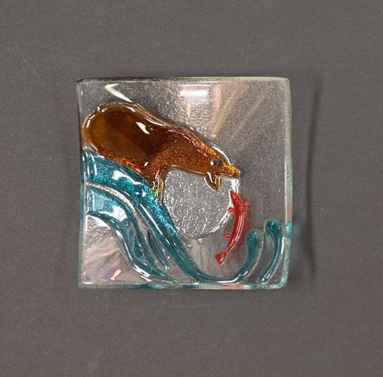Bear-Fused Glass Trinket Plate