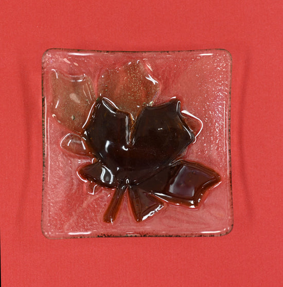 Leaf-Fused Glass Trinket Plate