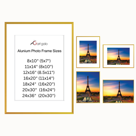 Artgala Metal Picture Frame, Golden Aluminum, 3/8" 1cm Versatile Frame