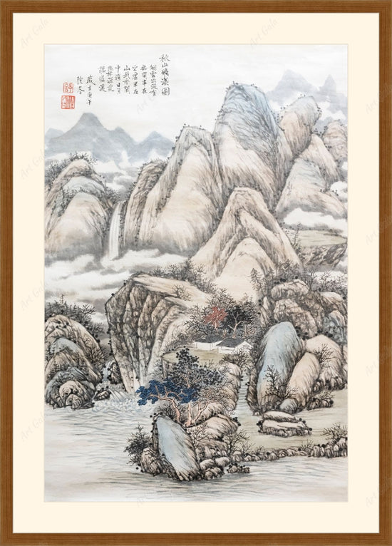 秋山飞瀑图-吕舍 / Original Chinese Painting