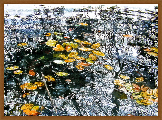 Lilies and Pine Bough Reflection 3 / Acrylic & Water Color On Pa