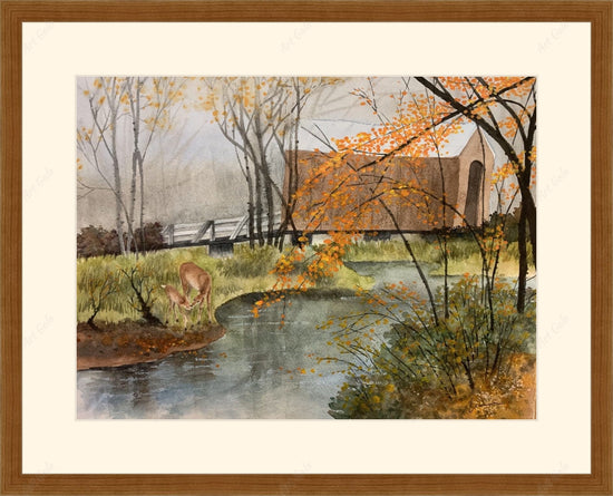Warm Deer Mother in Autumn / Watercolor on Paper