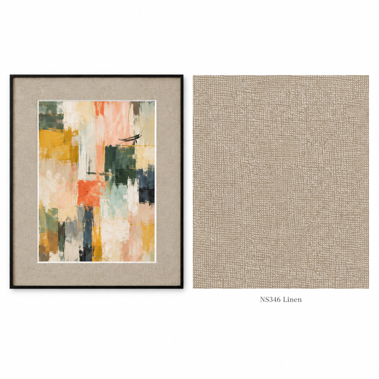 NS346 Linen matboard: framed artwork and colour swatch