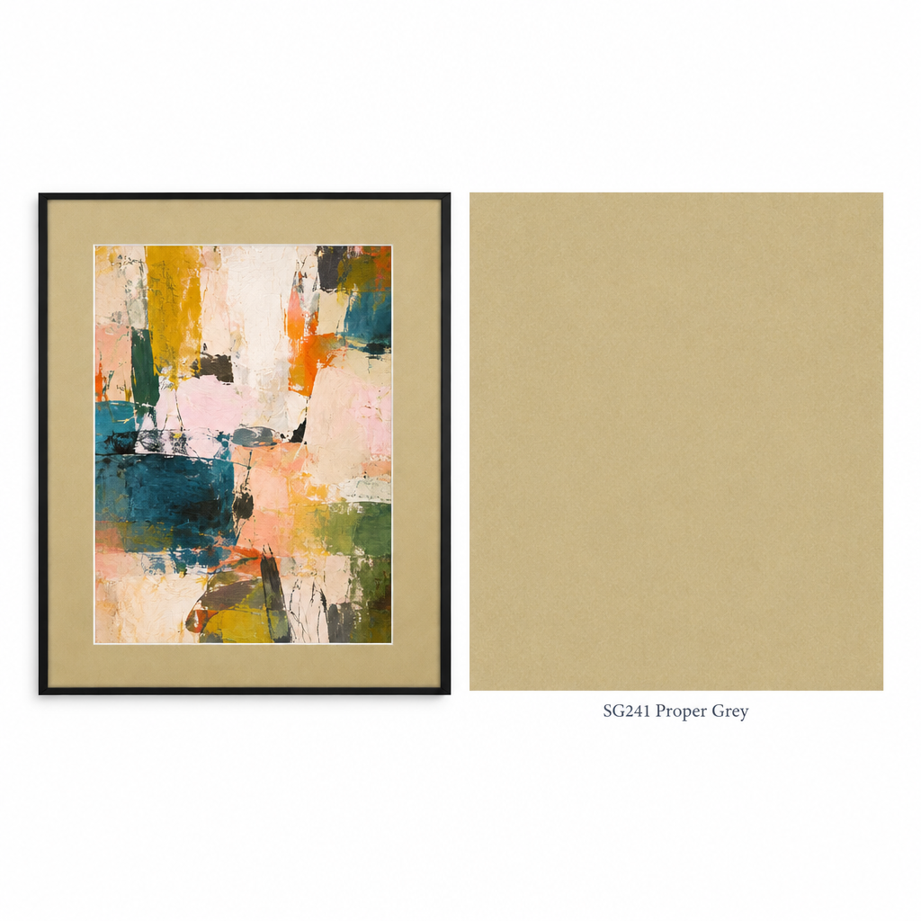 SG241 Proper Grey matboard: framed artwork and colour swatch