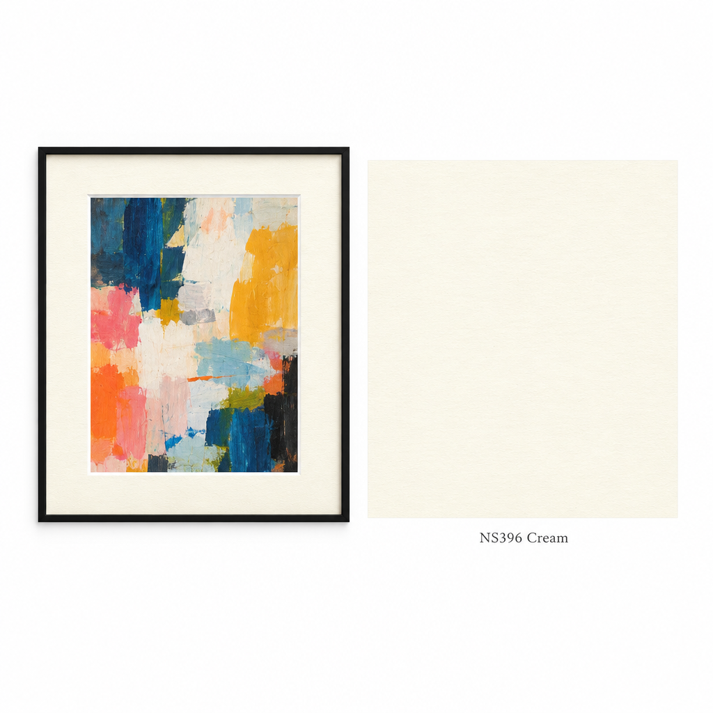 NS396 Cream matboard: framed artwork and colour swatch