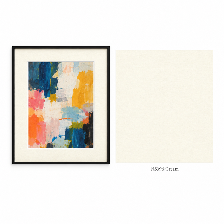 NS396 Cream matboard: framed artwork and colour swatch