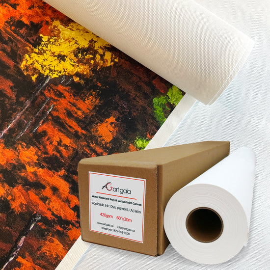 ArtGala Canvas Roll 60"x99'(30m) 420g White Matte - Premium Water Resistant Cotton-Poly Inkjet Canvas