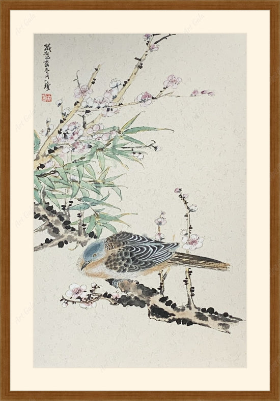 Cherry Blossoms & Bird / Rice Paper Board