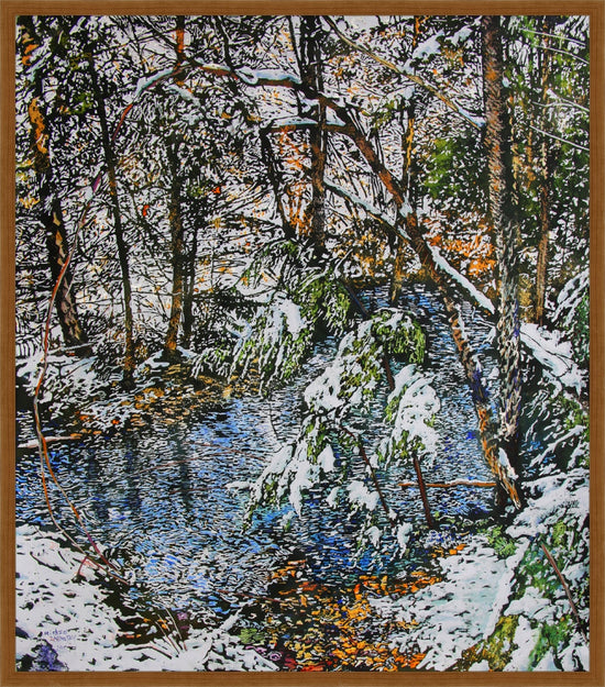 Creek Meandering Past Where The Winter God Lives / Acrylic & Wat