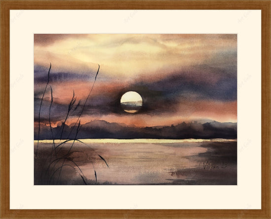 Sunset glow / Watercolor on Paper?osCsid=827ts737ccugn3g4vues9b4